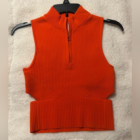 Lululemon Athletica Orange Ribbed Cutout Tank Top - Picture 1 of 3